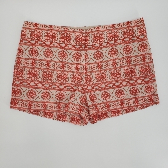 𝅺ANN Taylor Loft Floral Embroidered Red Shorts, Size 4 - Picture 1 of 7